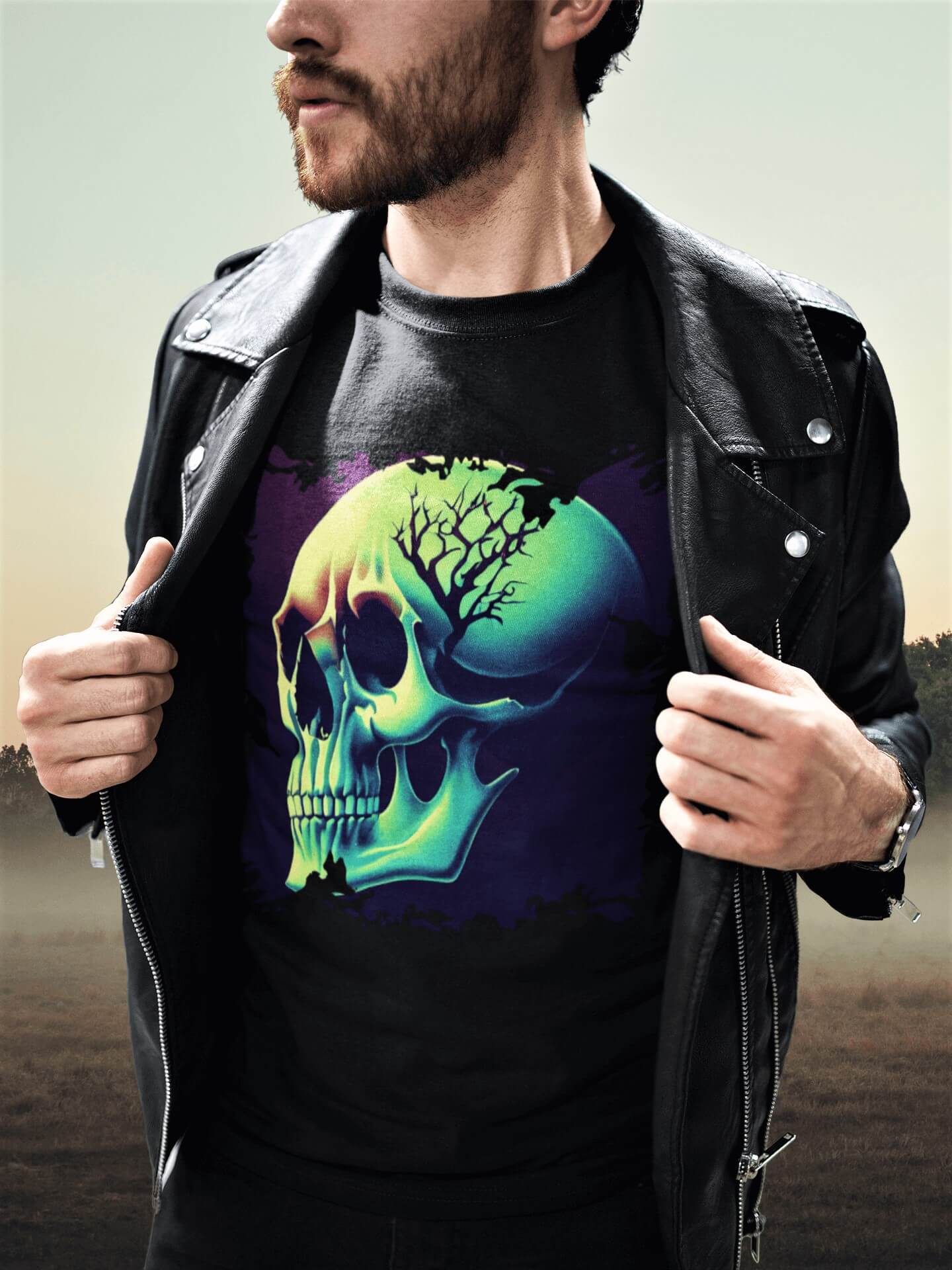 Gothic Totenkopf T-Shirt, Unisex Wikinger Art T-Shirt 