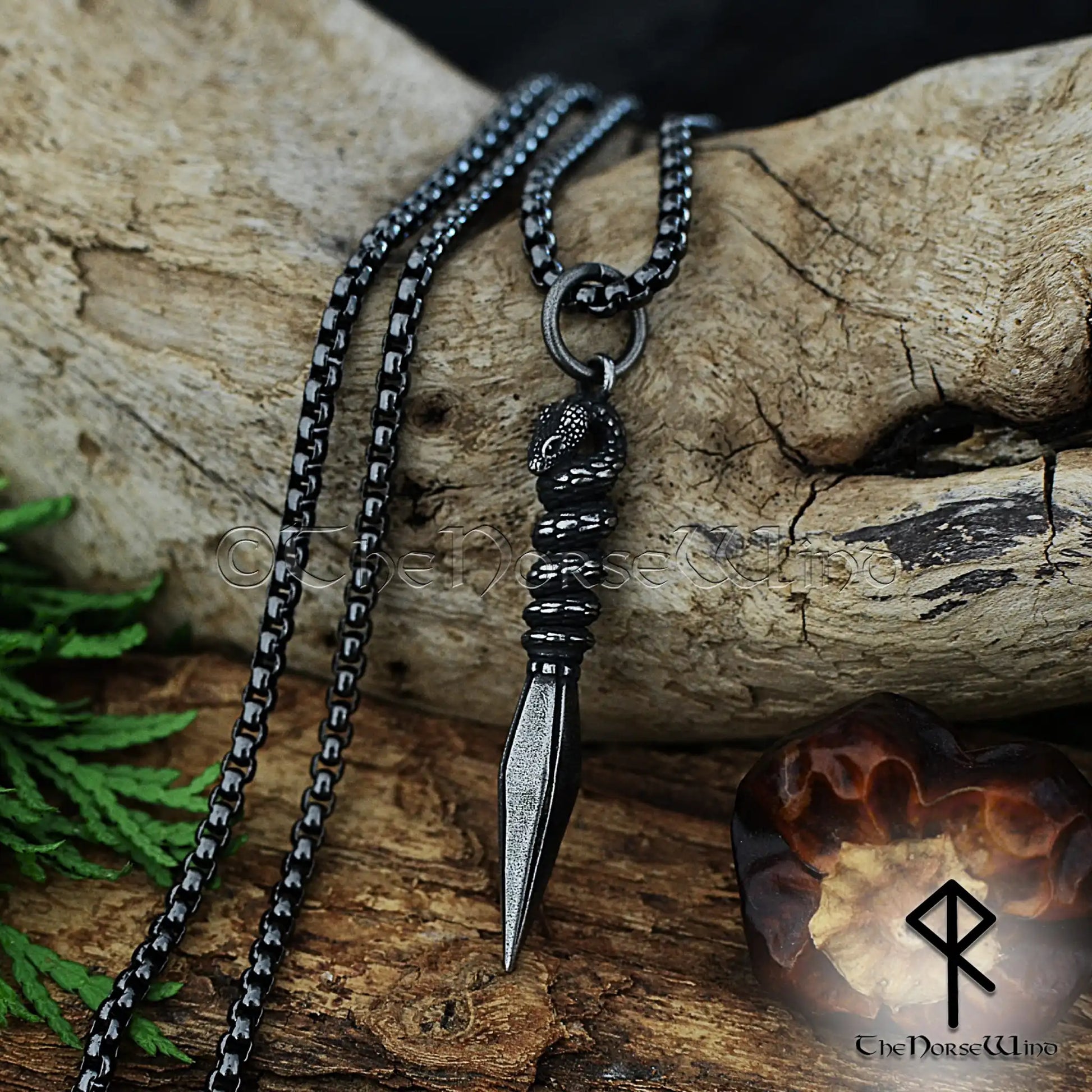 Gungnir Serpent Spear Necklace – Gunmetal 316L Stainless Steel Gungnir Serpent Spear Necklace – Gunmetal 316L Stainless Steel