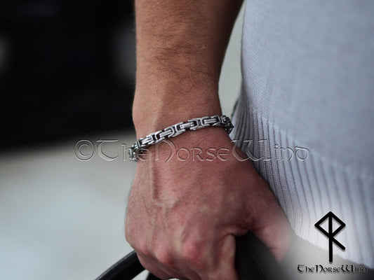 Wikinger-Armband mit byzantinischer Kette, 6 mm massives Herrenarmband aus 316L-Edelstahl – Premium-Wikinger-Schmuck