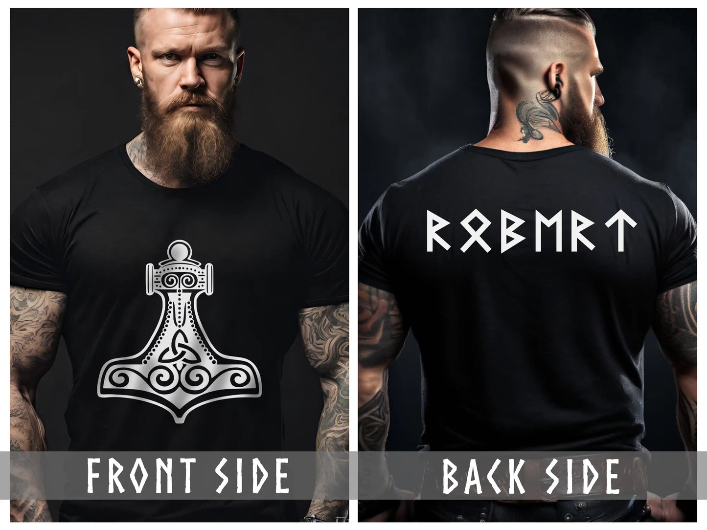 Personalized Thor’s Hammer T-Shirt – Your Name in Viking Runes