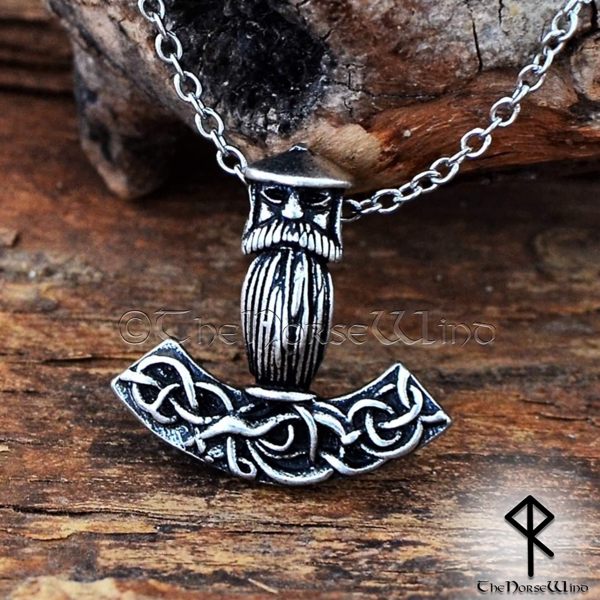Large Double Sided Thor Hammer Necklace- Silver | Paracord Planet