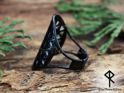 Celtic "Flower of Life" Ring, Adjustable Triquetra Viking Ring, Stainless Steel