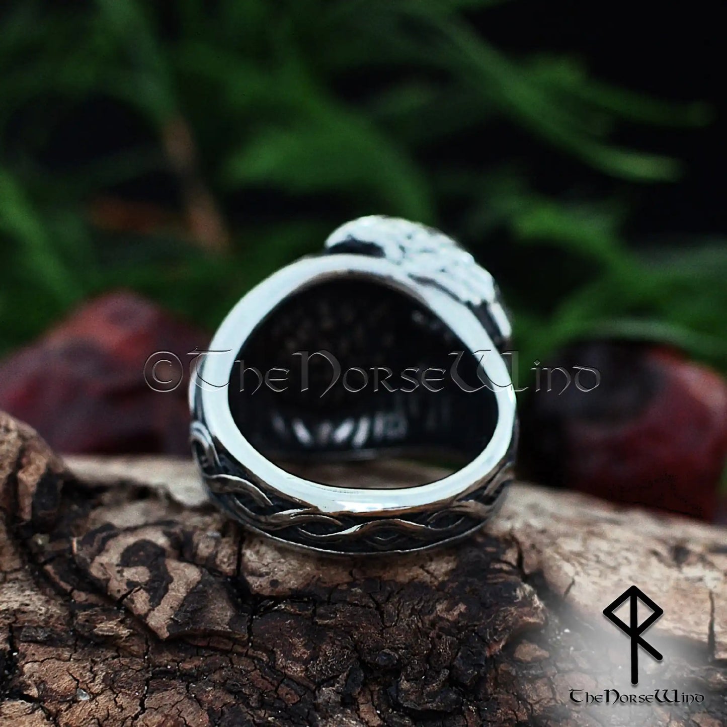 Odin’s Symbol Viking Ring - Valknut & Raven Norse Warrior Ring