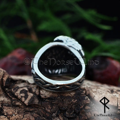 Odin’s Symbol Viking Ring - Valknut & Raven Norse Warrior Ring