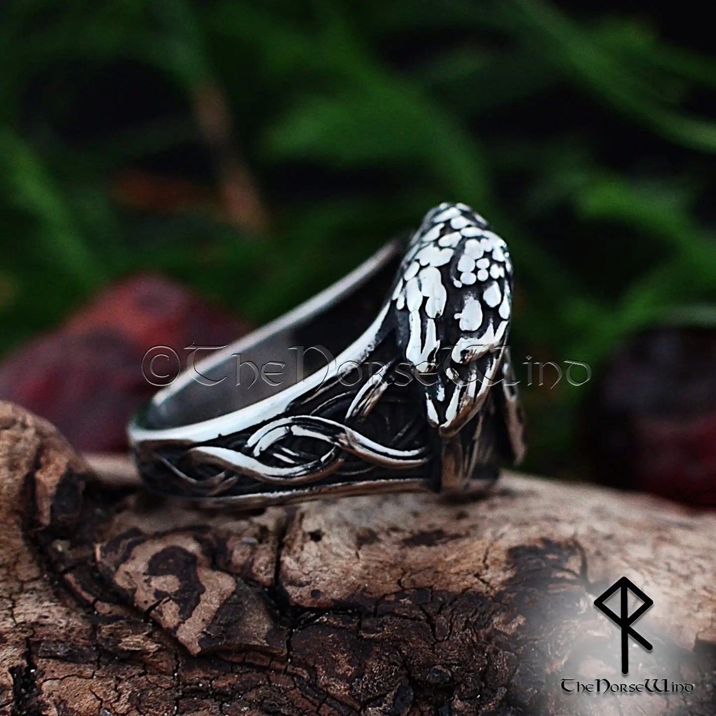 Odin’s Symbol Viking Ring - Valknut & Raven Norse Warrior Ring