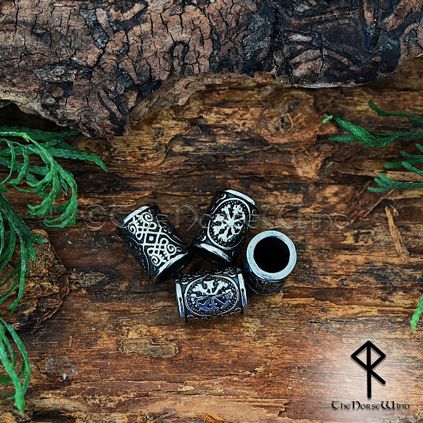 Vegvisir Beard Beads, Viking Compass Hair Rings, Stainless Steel