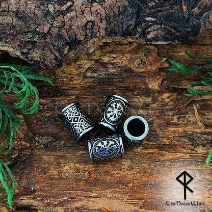 Vegvisir Beard Beads, Viking Compass Hair Rings, Stainless Steel