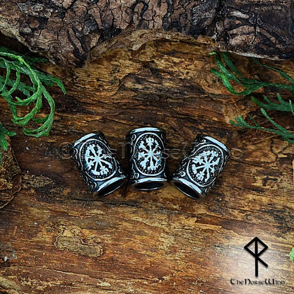 Vegvisir Beard Beads, Viking Compass Hair Rings, Stainless Steel