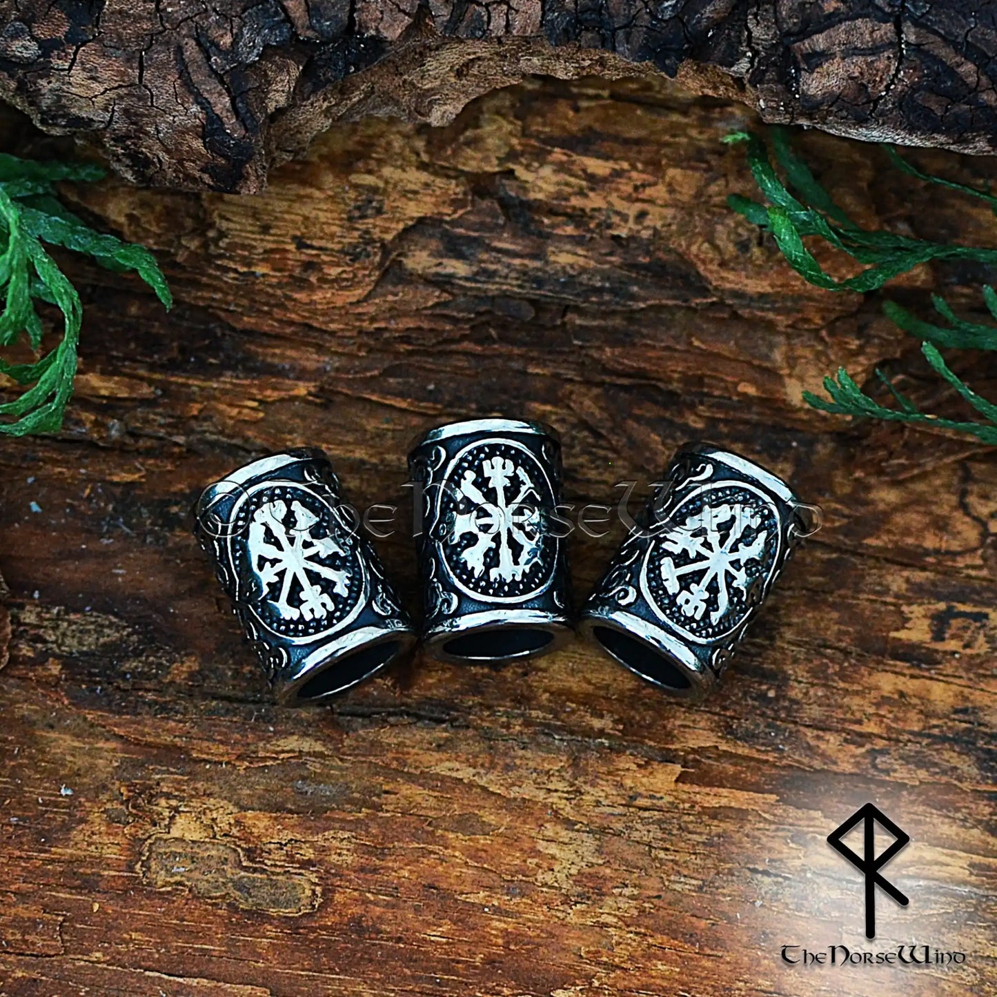 Vegvisir Beard Beads, Viking Compass Hair Rings, Stainless Steel
