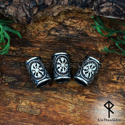 Vegvisir Beard Beads, Viking Compass Hair Rings, Stainless Steel