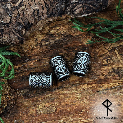Vegvisir Beard Beads, Viking Compass Hair Rings, Stainless Steel
