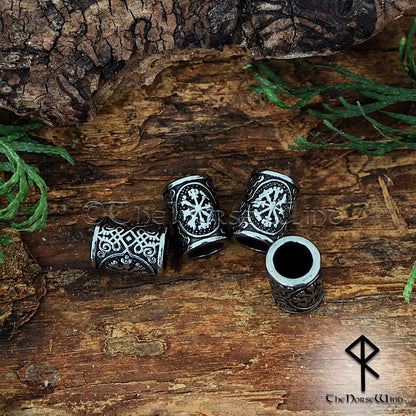 Vegvisir Beard Beads, Viking Compass Hair Rings, Stainless Steel