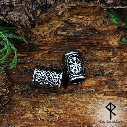Vegvisir Beard Beads, Viking Compass Hair Rings, Stainless Steel