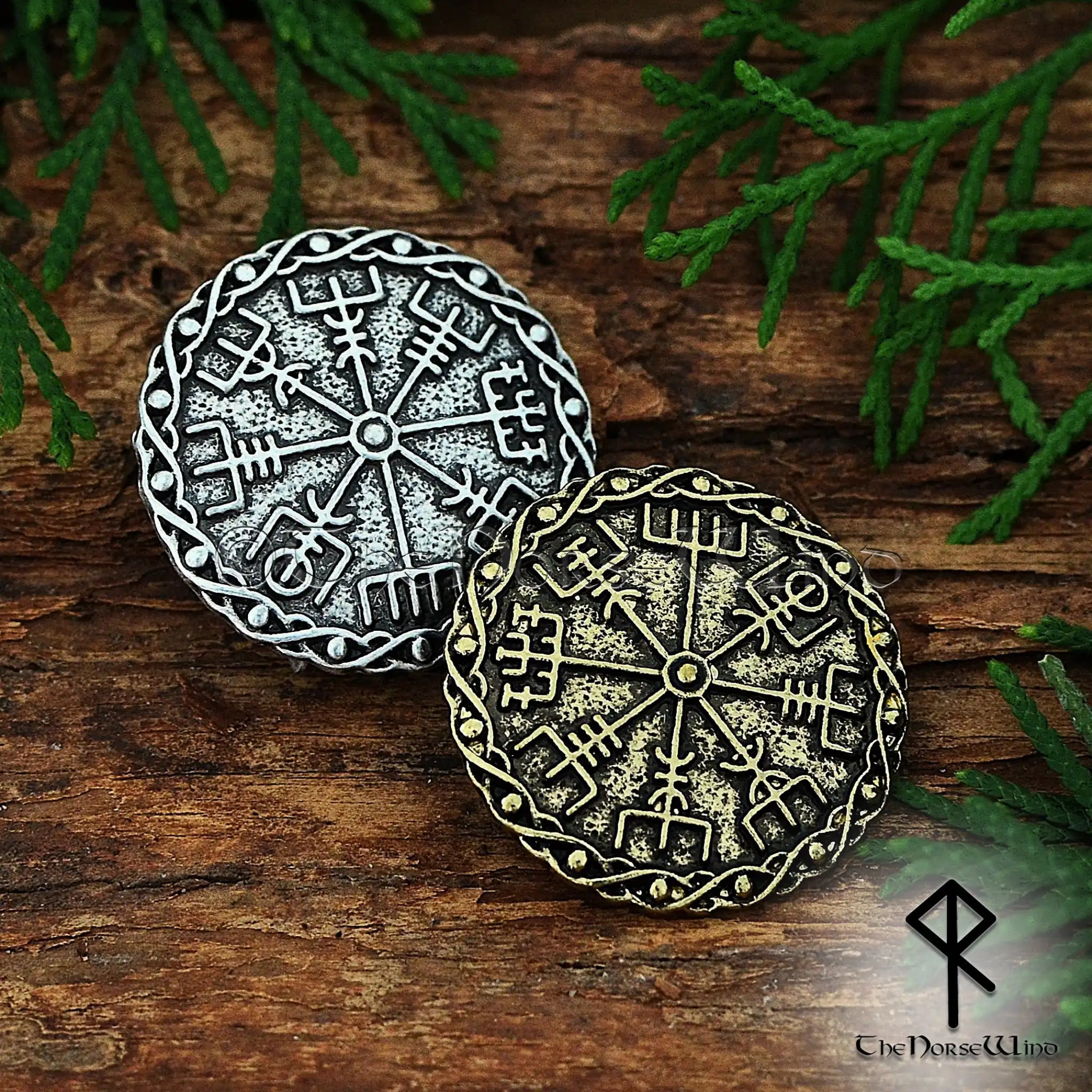 Vegvisir Viking Brooch - Norse Compass Pin in Silver or Bronze – The ...