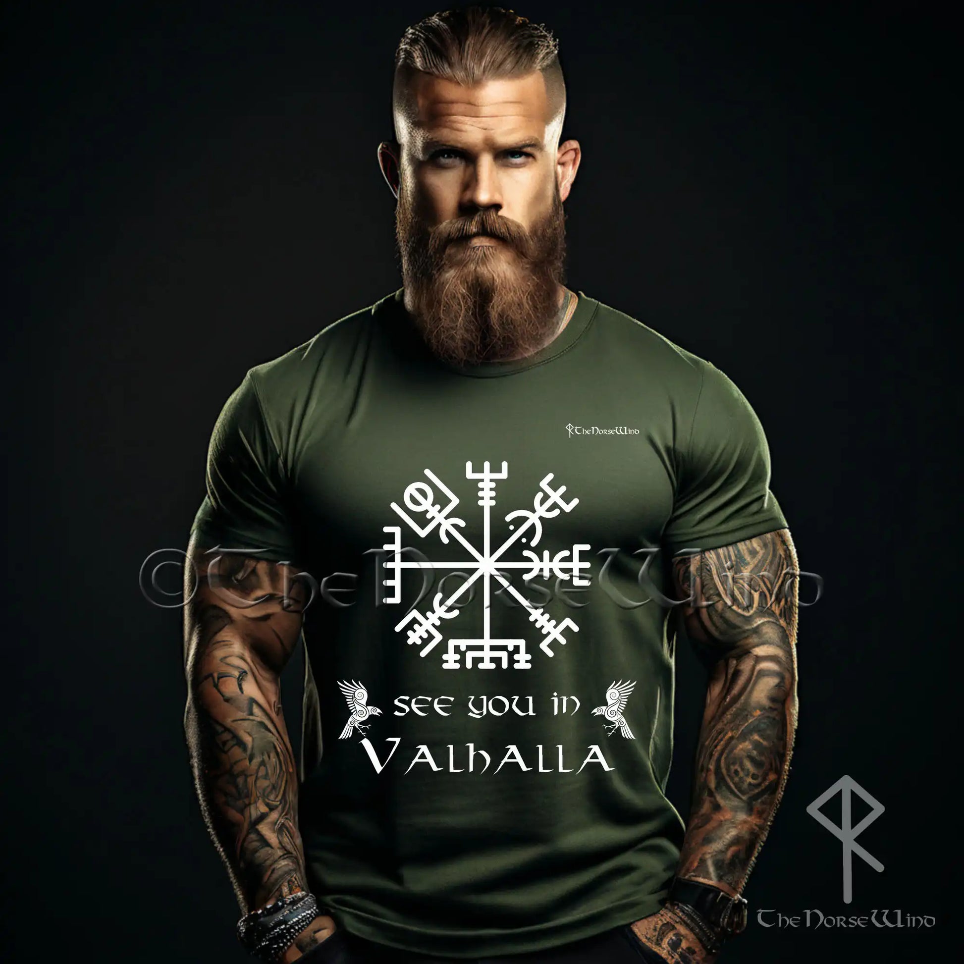 Vegvisir Viking T-Shirt, Norse Runes Valhalla Tee / Unisex S-5XL