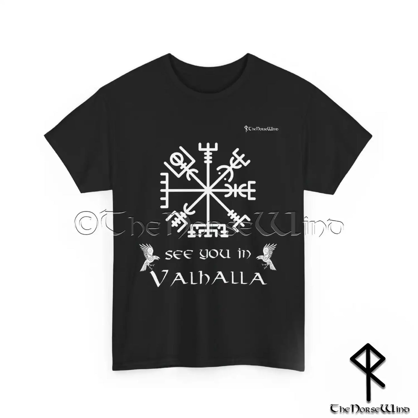 Vegvisir Viking T-Shirt, Norse Runes Valhalla Tee / Unisex S-5XL - The Norse Wind