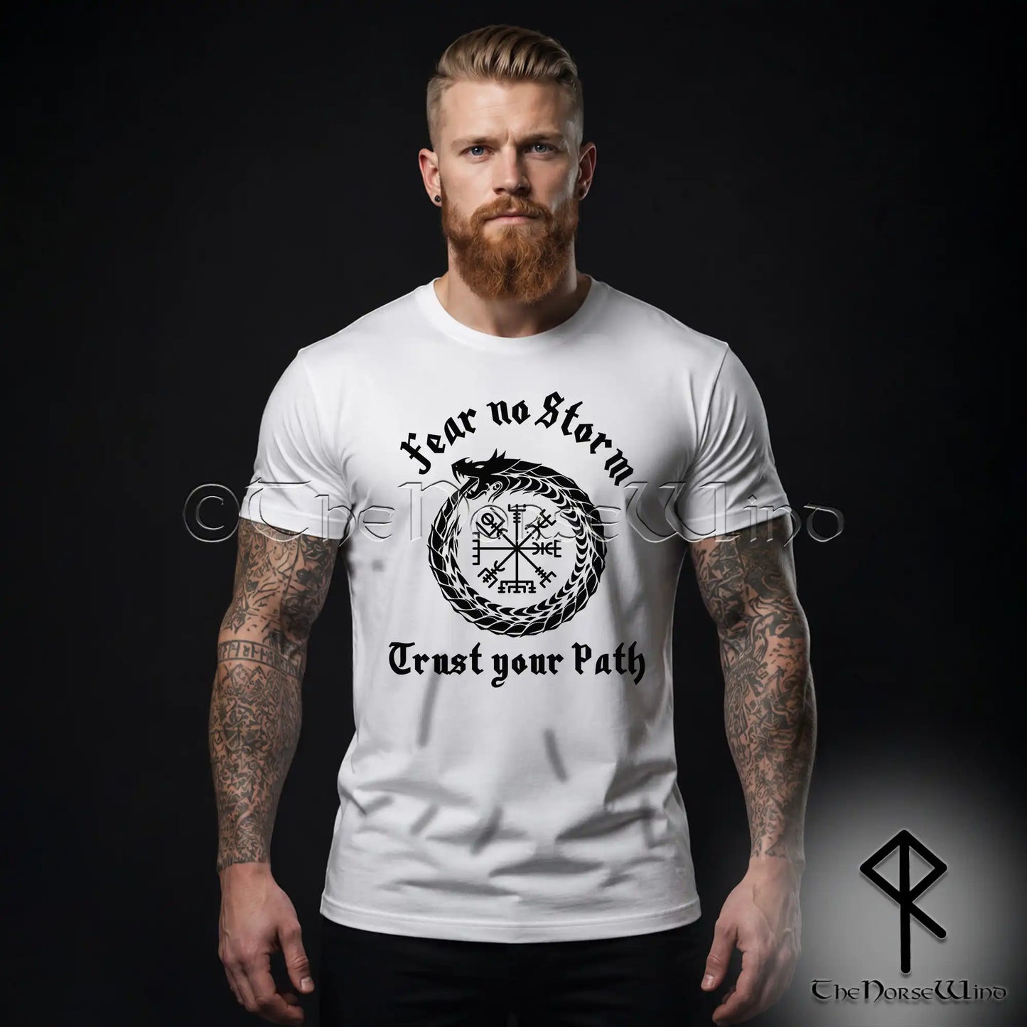Vegvisir Viking T-Shirt – Jormungandr World Serpent Norse Shirt