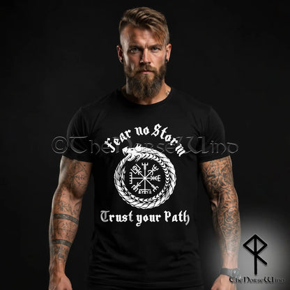 Vegvisir Viking T-Shirt – Jormungandr World Serpent Norse Shirt