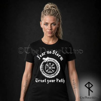 Vegvisir Viking T-Shirt – Jormungandr World Serpent Norse Shirt