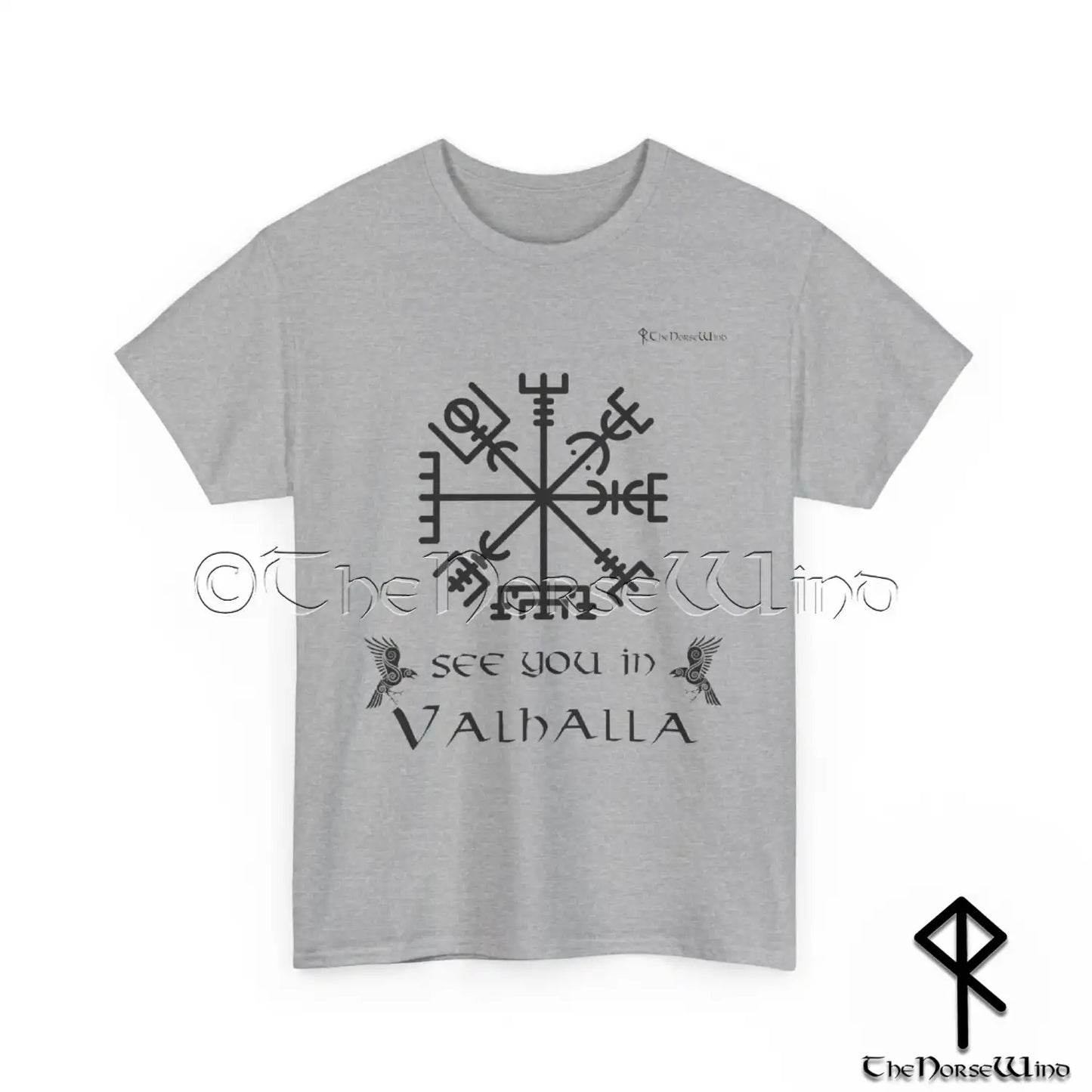 Vegvisir Viking T-Shirt, Norse Runes Valhalla Tee / Unisex S-5XL - The Norse Wind