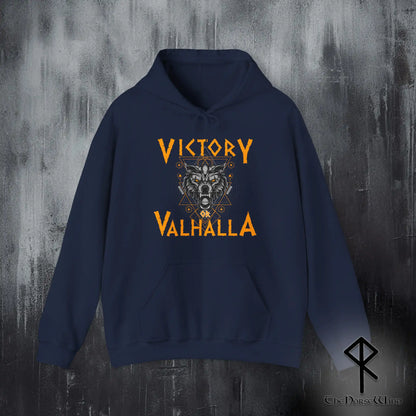Victory or Valhalla Viking Hoodie, Fenrir Wolf Norse Sweatshirt