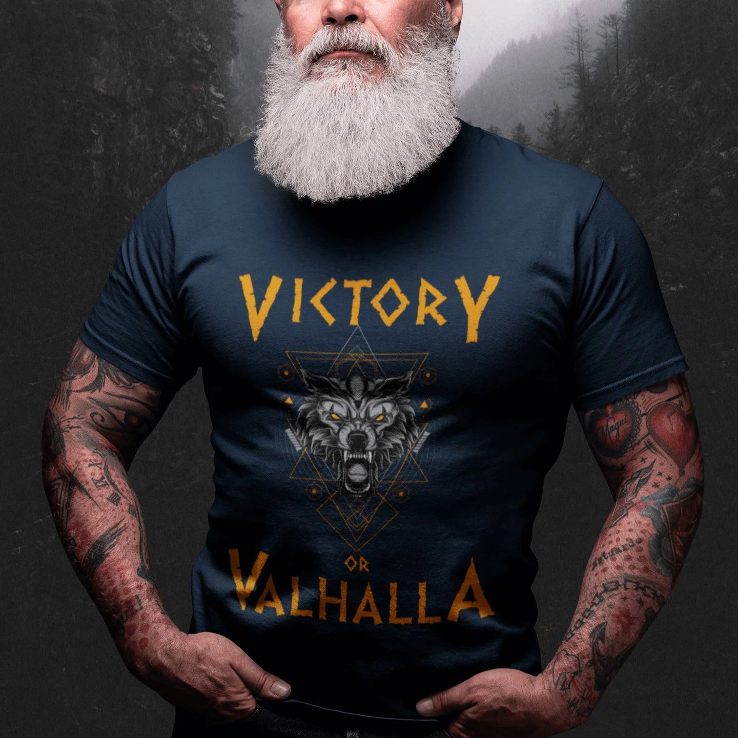 Victory or Valhalla Viking T-Shirt, Fenrir Wolf Norse Mythology Unisex Tee Shirt