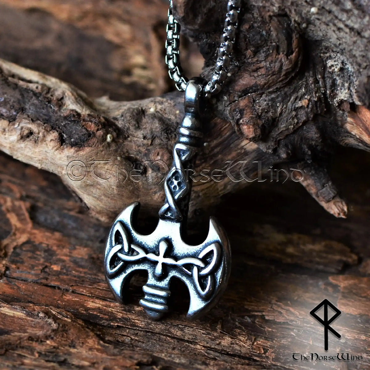 Viking Axe Necklace – Celtic Triquetra Double Axe Pendant