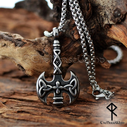 Viking Axe Necklace – Celtic Triquetra Double Axe Pendant