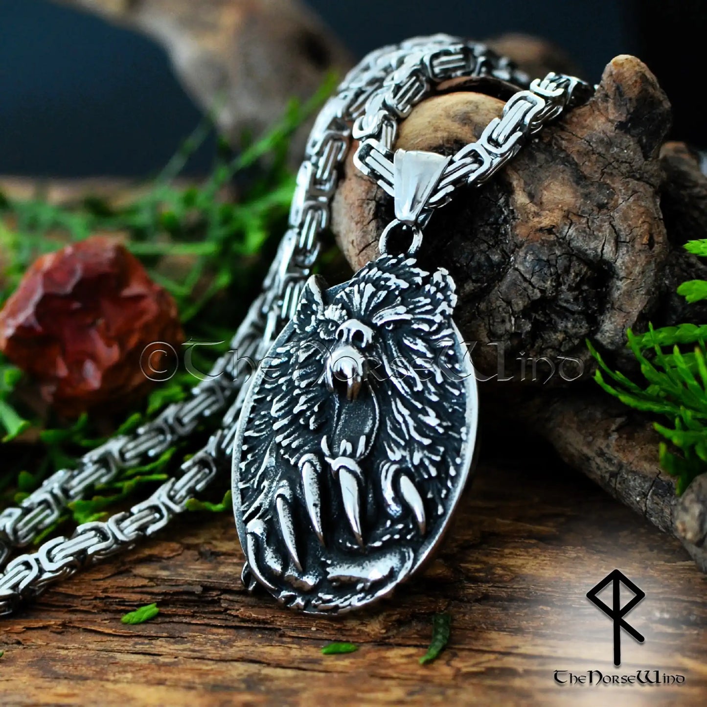 Viking Berserker Necklace – Norse Bear Head Pendant, Stainless Steel Viking Jewelry - The Norse Wind