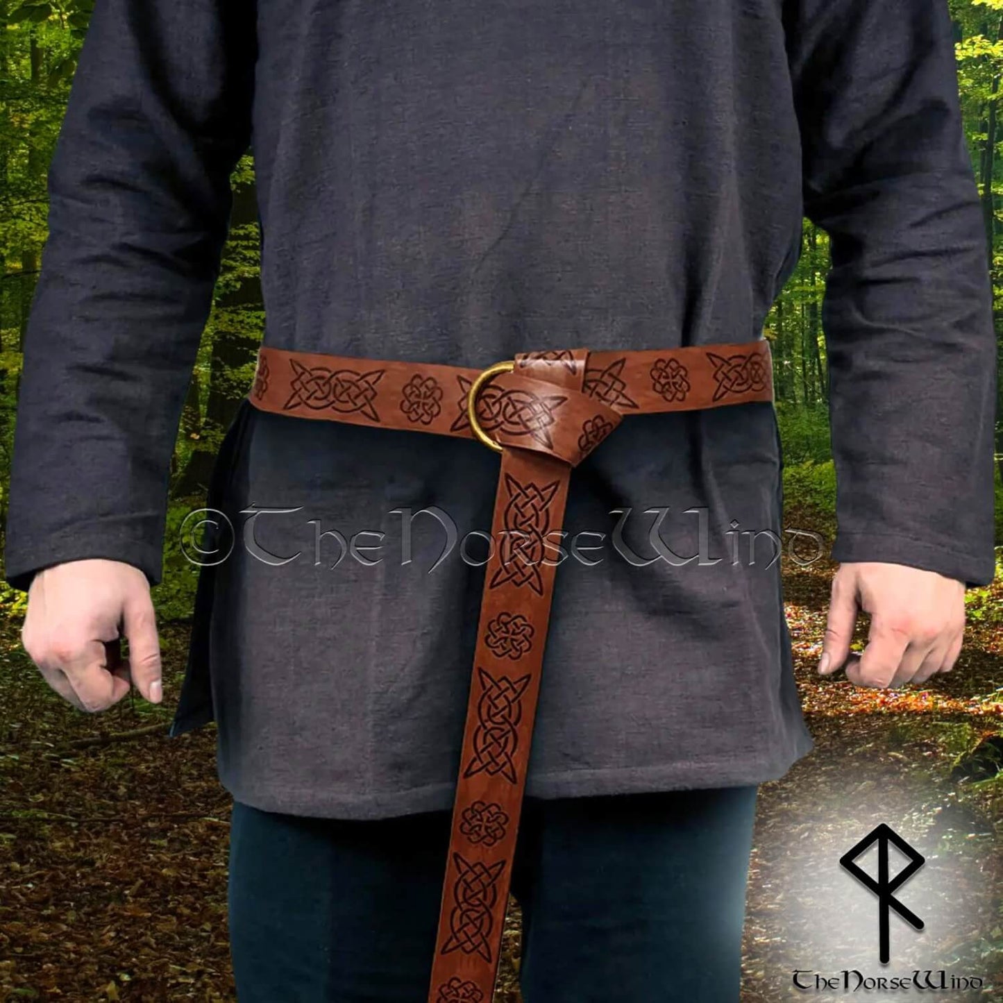 Viking Leather Belt with Celtic Knots