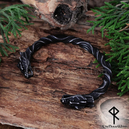 Viking Dragon Bracelet – Hand Forged Norse Nidhogg Arm Ring - The Norse Wind
