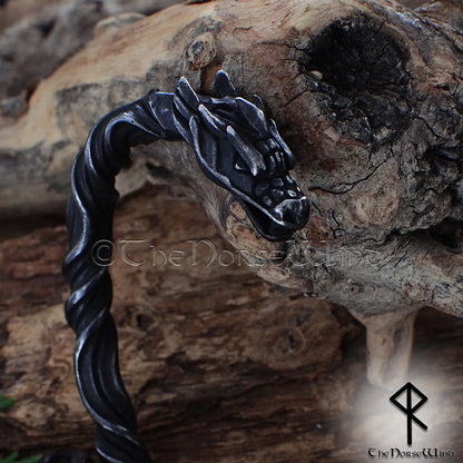 Viking Dragon Bracelet – Hand Forged Norse Nidhogg Arm Ring - The Norse Wind