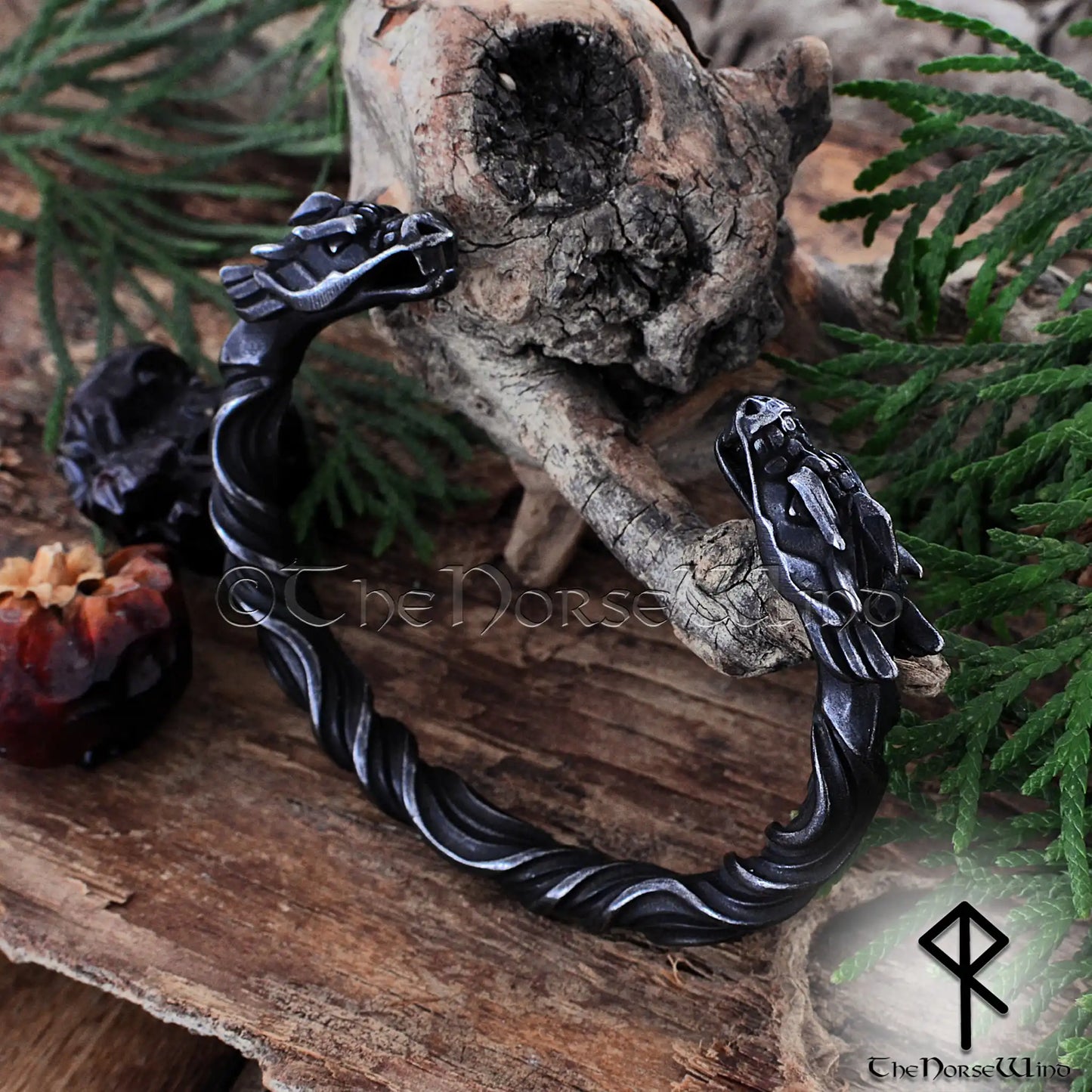 Viking Dragon Bracelet – Hand Forged Norse Nidhogg Arm Ring - The Norse Wind