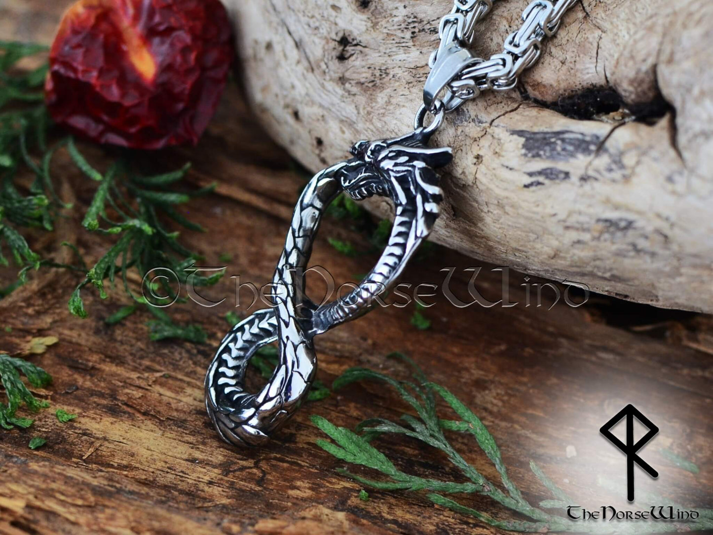Wikinger-Drachen-Halskette, nordischer Schlangen-Jormungandr-Anhänger