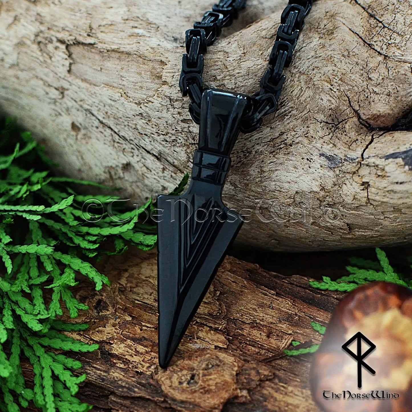 Black Gungnir Viking Necklace - Odin's Spear Norse Pendant
