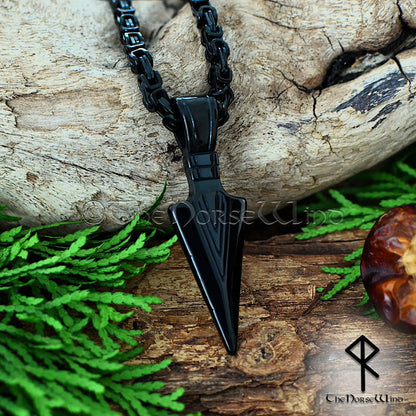 Black Gungnir Viking Necklace - Odin's Spear Norse Pendant