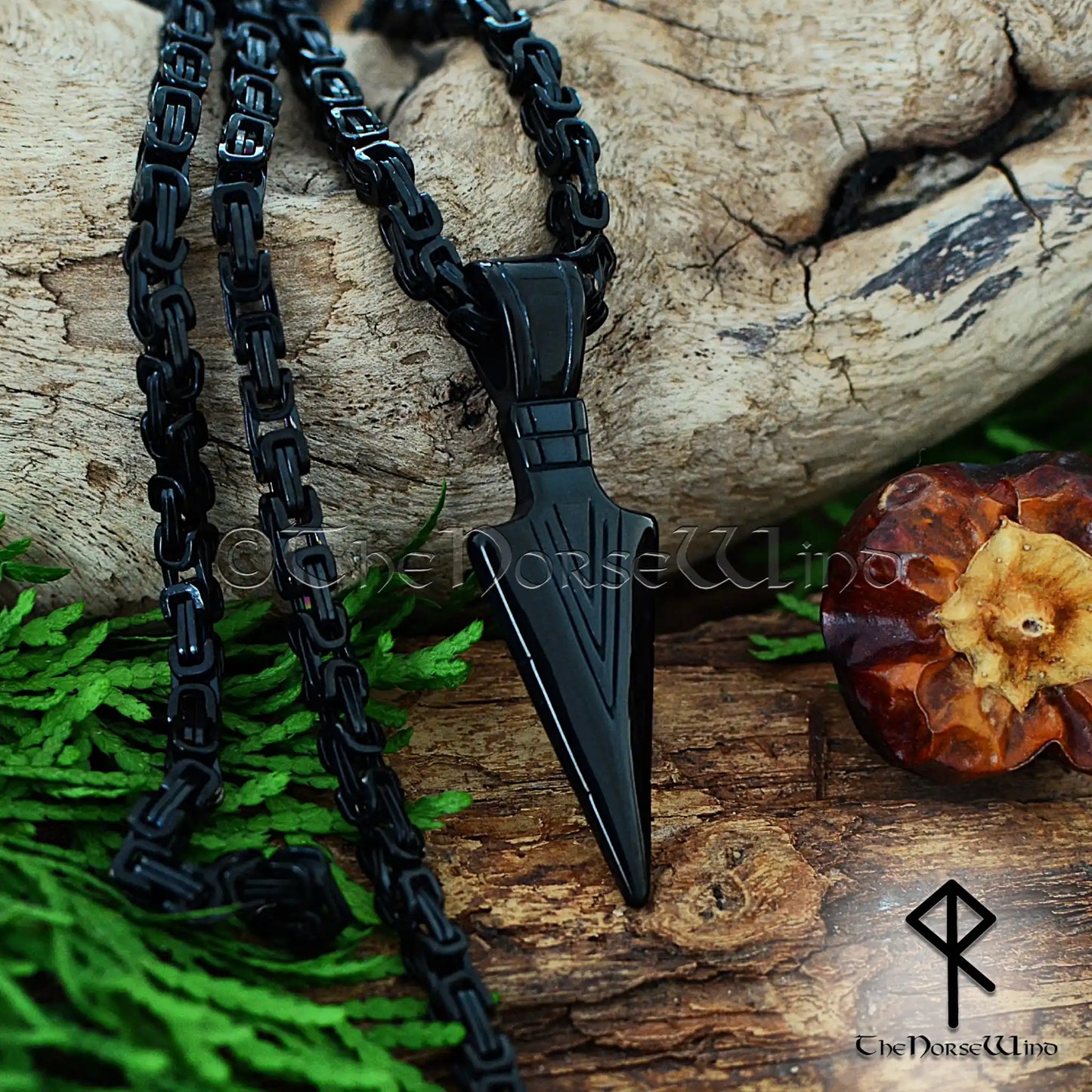 Black Gungnir Viking Necklace - Odin's Spear Norse Pendant