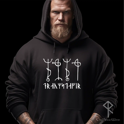 Draumstafir Wikinger Kapuzenpullover, Nordisches Schutzrunen Sweatshirt, Isländischer Magischer Stab