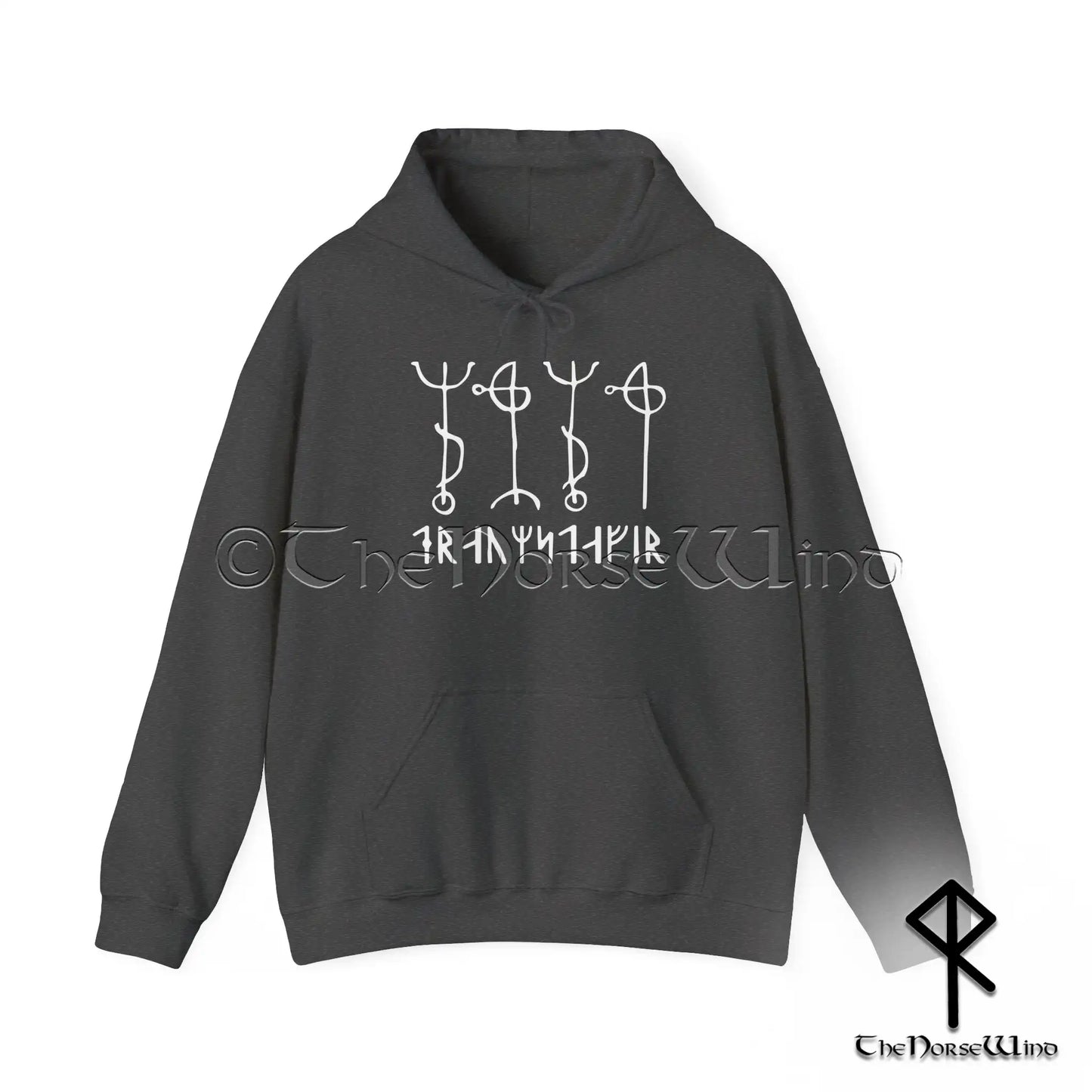 Draumstafir Wikinger Kapuzenpullover, Nordisches Schutzrunen Sweatshirt, Isländischer Magischer Stab