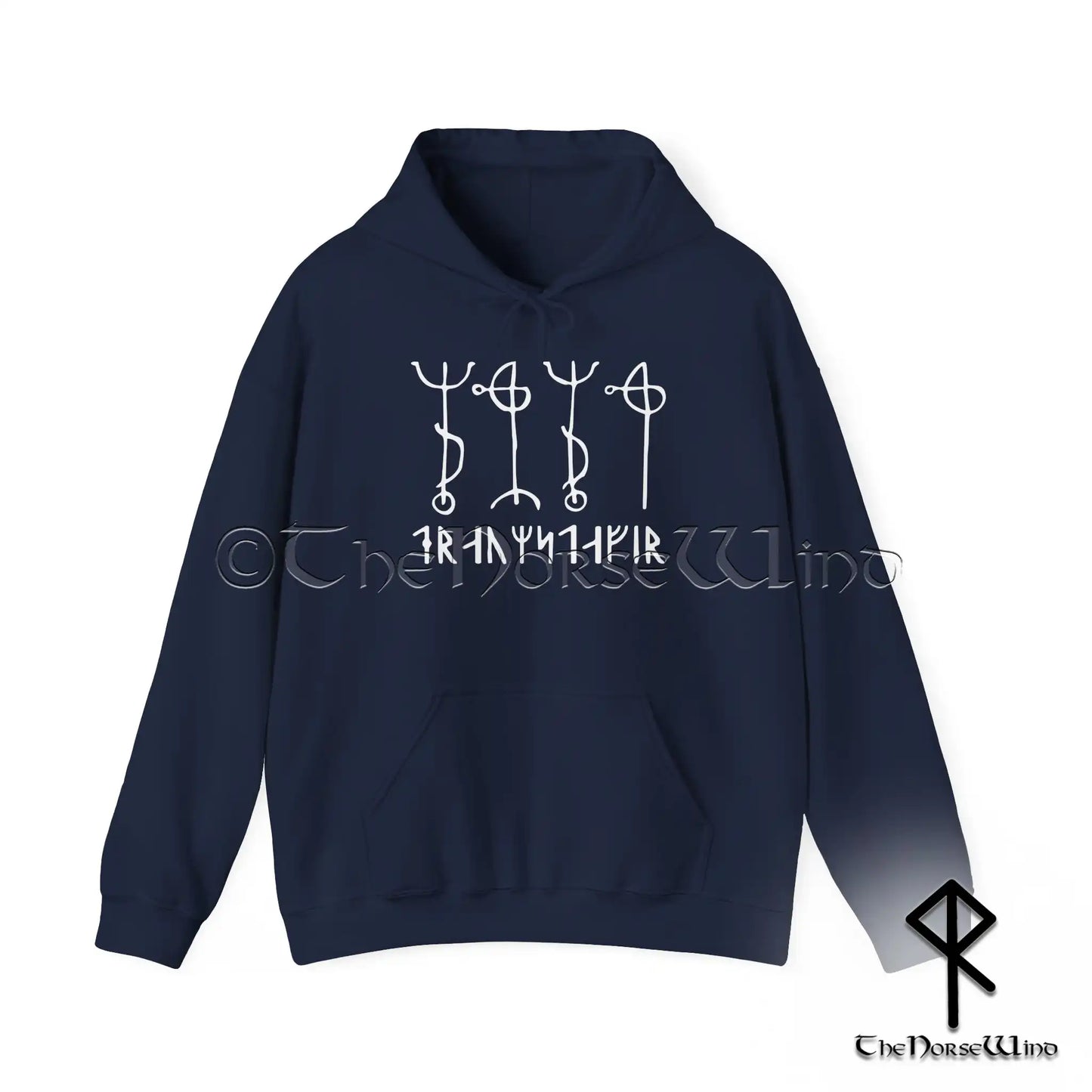 Draumstafir Wikinger Kapuzenpullover, Nordisches Schutzrunen Sweatshirt, Isländischer Magischer Stab