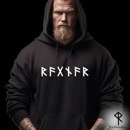 Benutzerdefinierter Wikinger-Hoodie-Name im nordischen Runen-Sweatshirt