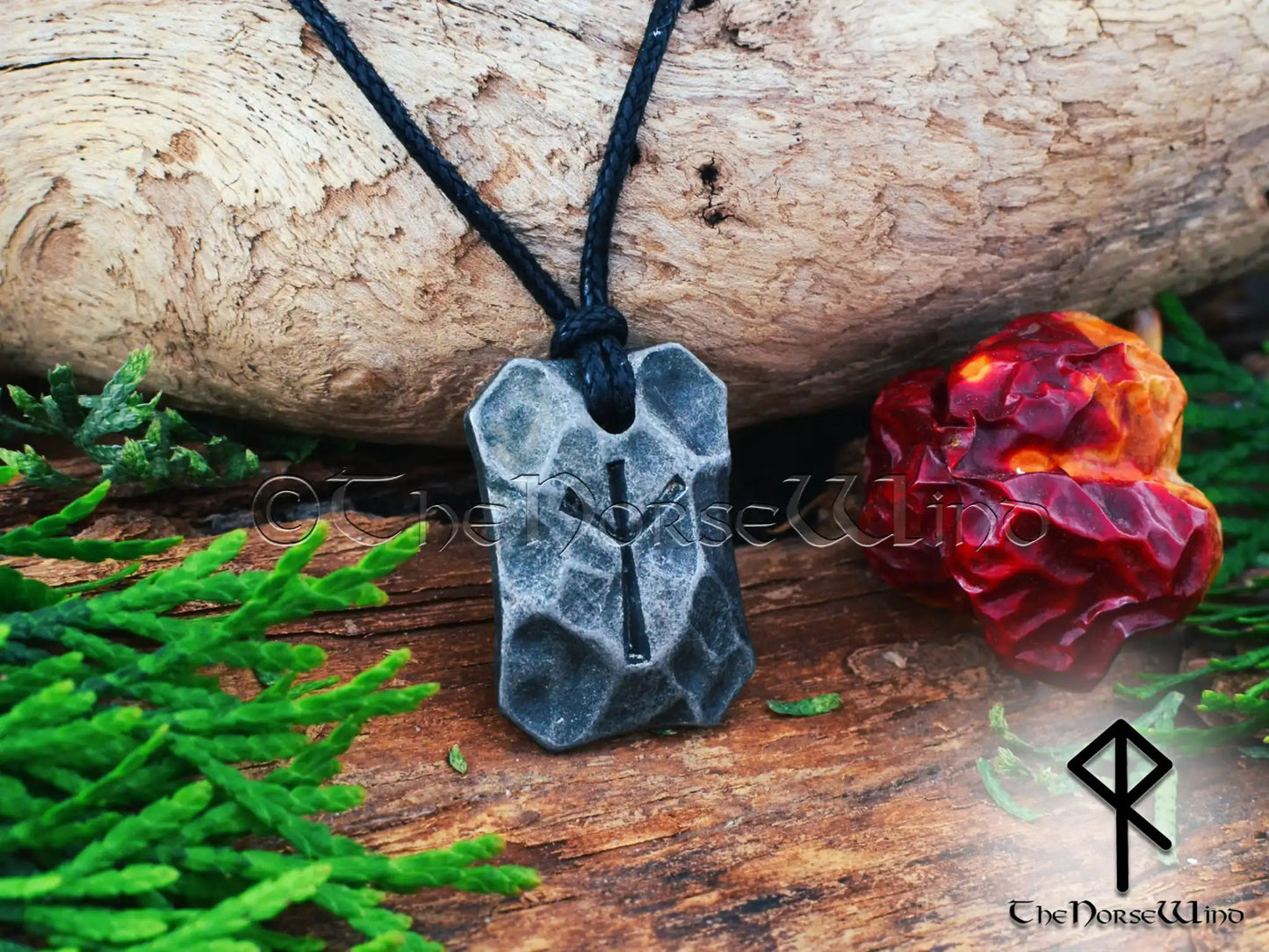 Hand-Forged Viking Runes Pendant, Hammered Iron Necklace | The Norse Wind