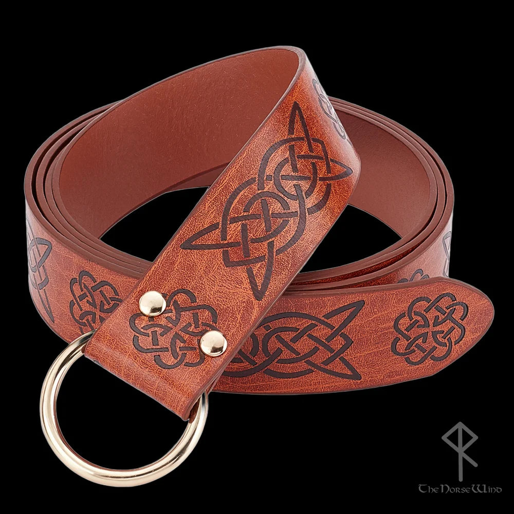 Viking Leather Belt with Celtic Knots - The Norse Wind