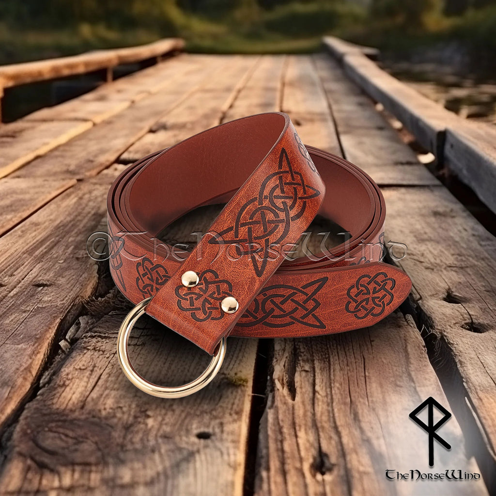 Viking Leather Belt with Celtic Knots - The Norse Wind