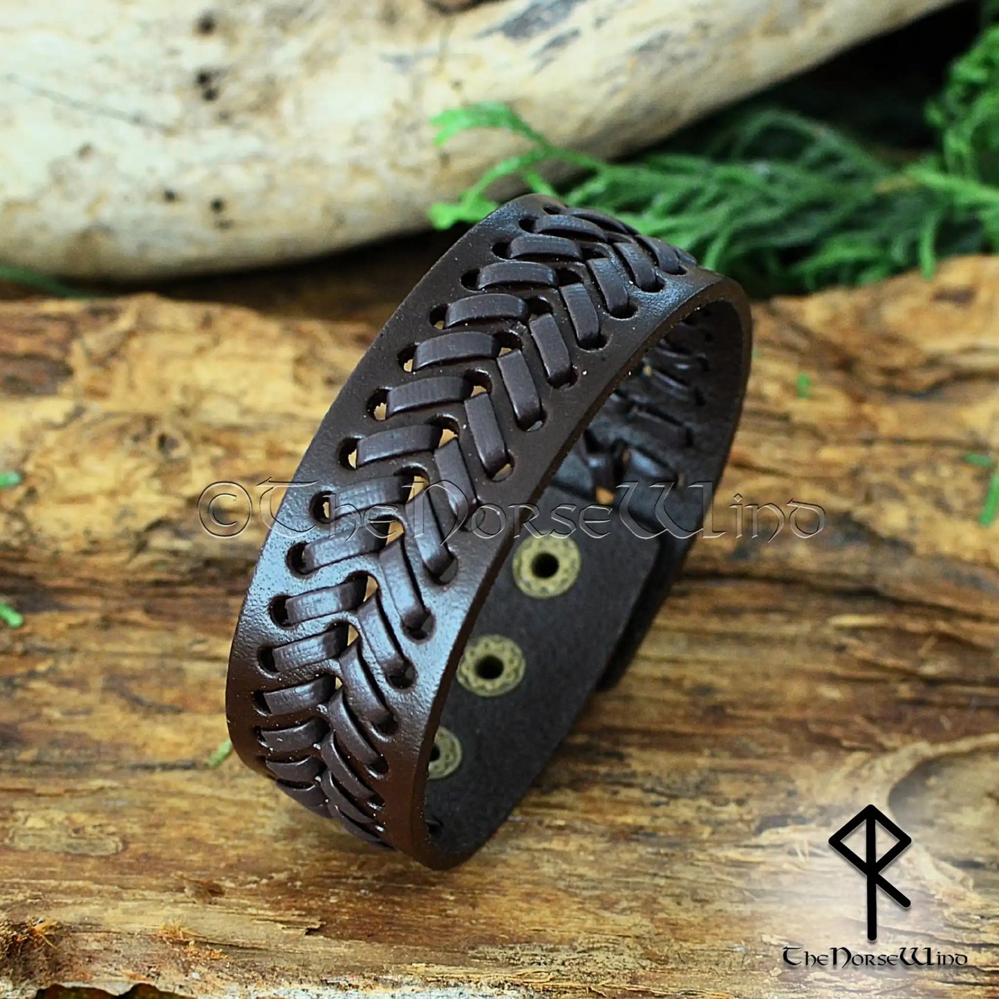 Viking Leather Bracelet – Adjustable Braided Cuff in Black or Brown