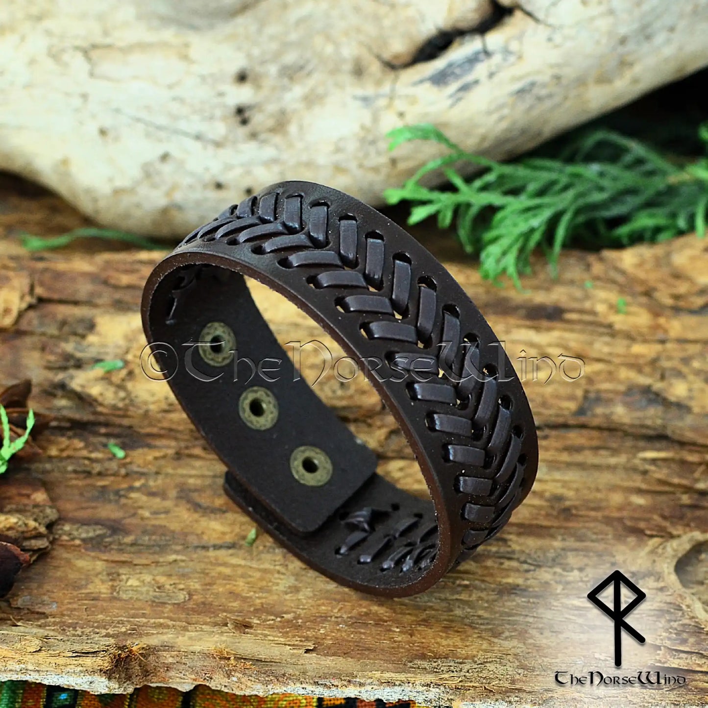 Viking Leather Bracelet – Adjustable Braided Cuff in Black or Brown