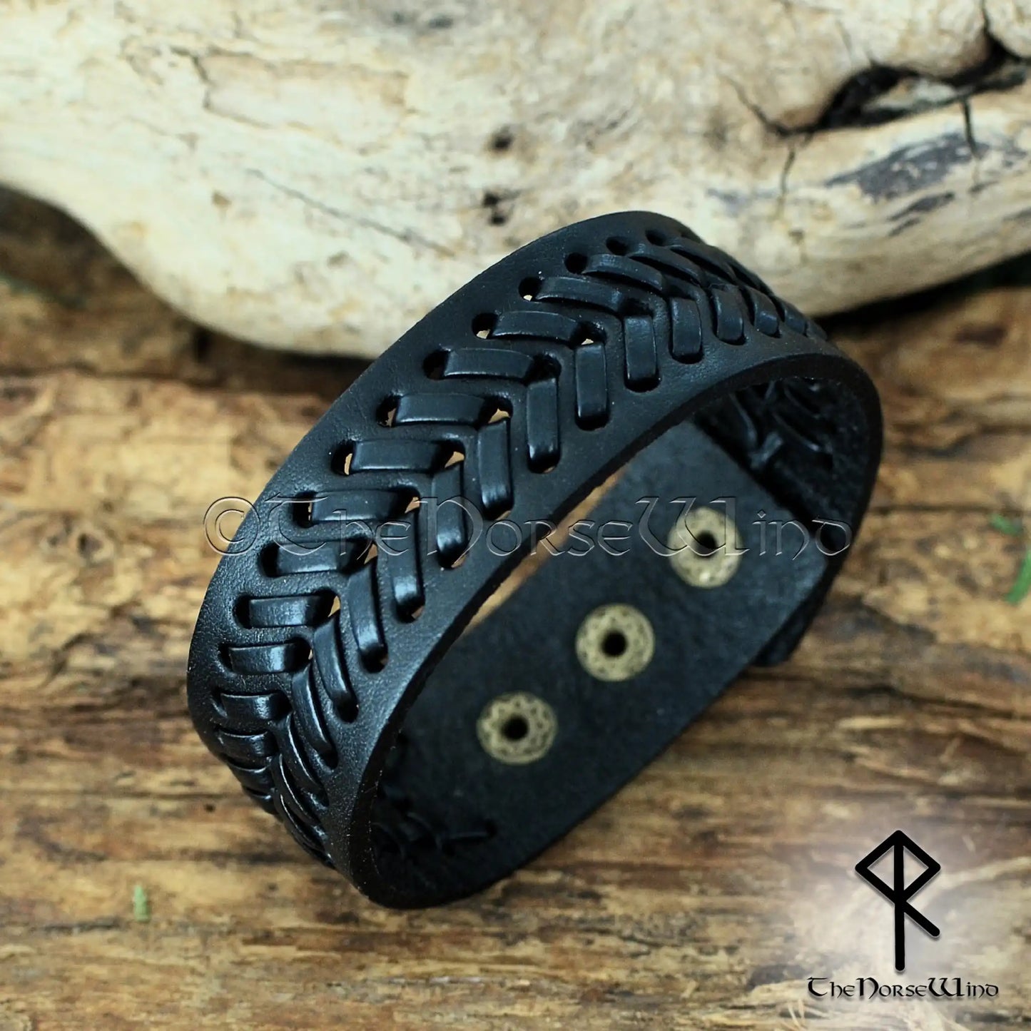 Viking Leather Bracelet – Adjustable Braided Cuff in Black or Brown