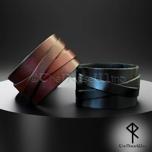 Men's Leather Bracelet - Wide Viking Wristband