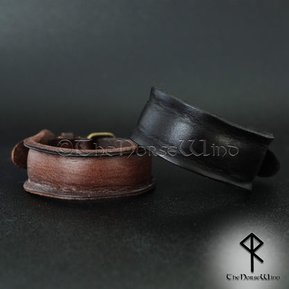 Authentic Viking Leather Cuff Bracelet Norse Wristband