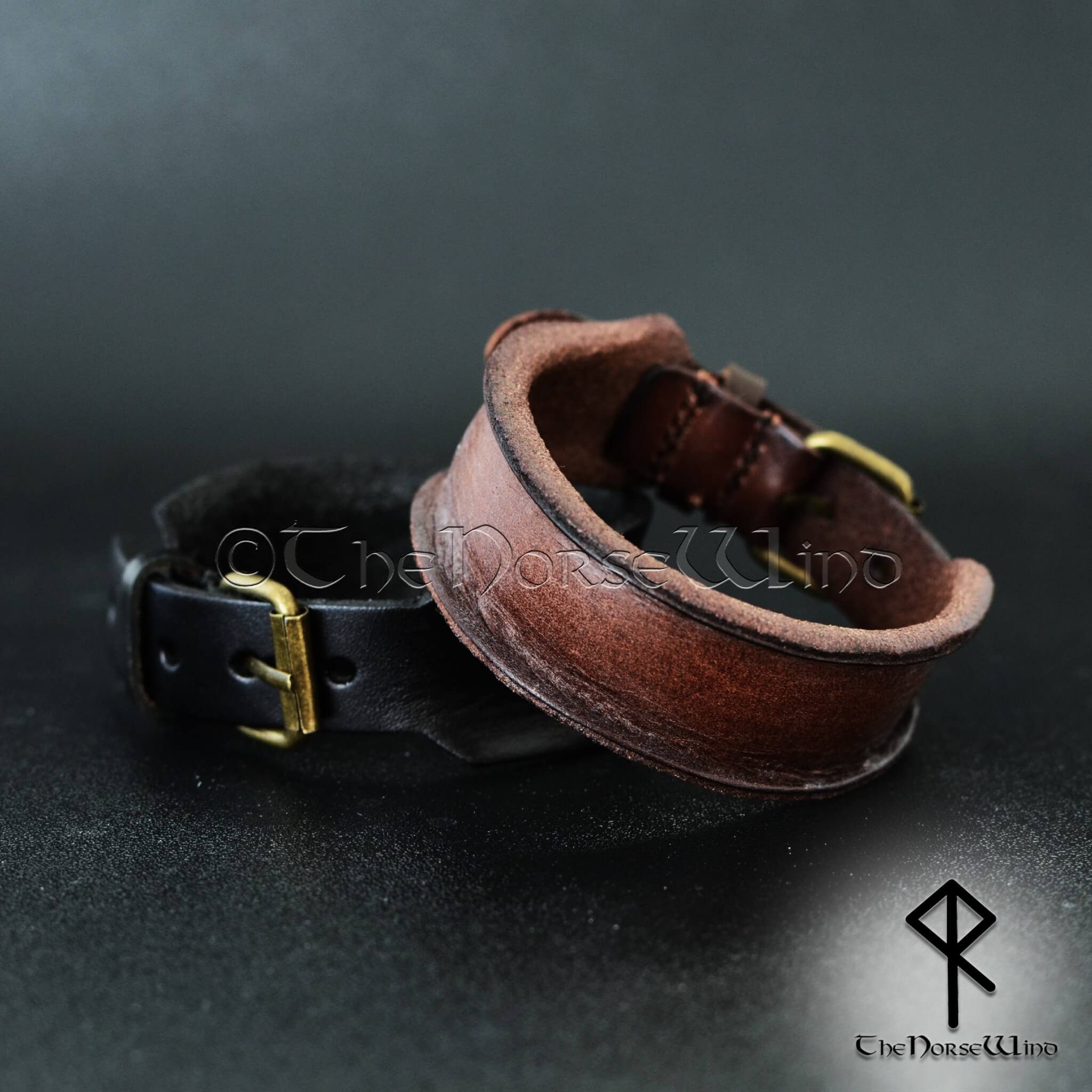 Vintage leather Bracelet with bold buckle, Statement cuff outlets bracelet